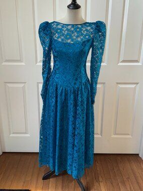 Vintage Alfred Angelo 80's Lace Romantic Hi Lo Gown McClintock Style